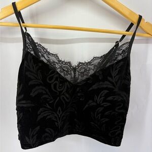 Black Velvet BurnOut Tank with Lace Trim